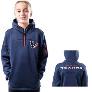 NWT NFL Houston Texans Kid's Extra Soft Quarter-Zip Embroidered Hoodie